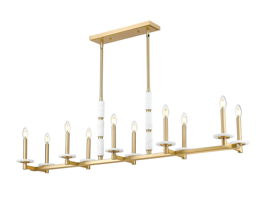 Z-Lite Kaden Linear Chandelier 10-Light Modern Gold | Lighting House Orillia