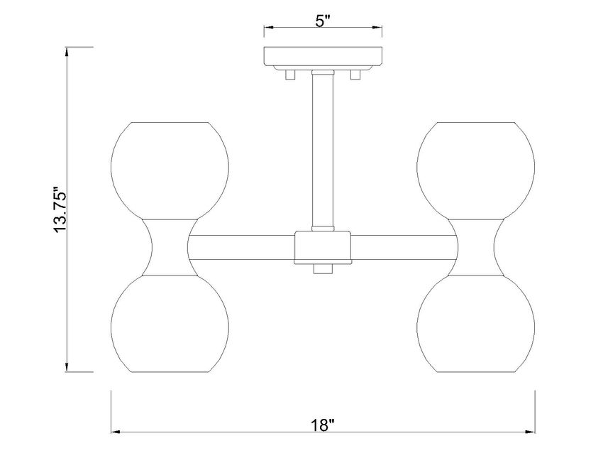 Z-Lite Artemis Semi-Flush Mount Dimensions | Lighting House Orillia