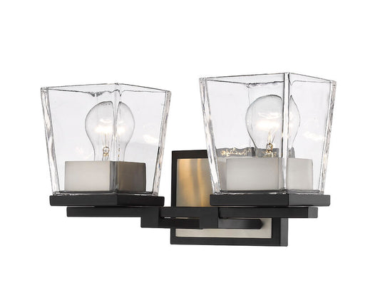 Z-Lite Bleeker Street Vanity Light 2-Light Matte Black Brushed Nickel | Lighting House Orillia