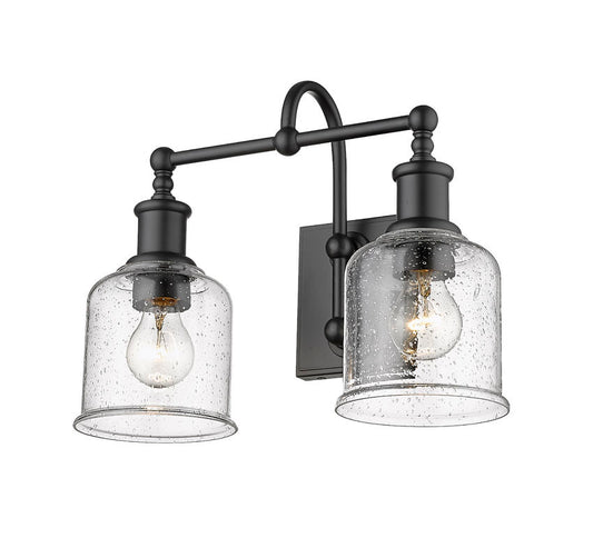 Z-Lite Bryant Vanity Light 2-Light Matte Black Clear Seedy Glass