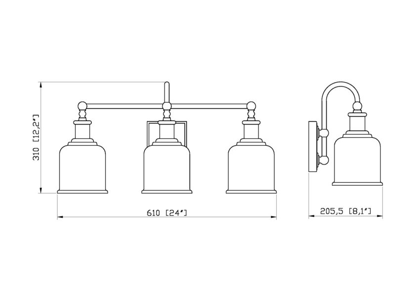 Z-Lite Bryant Vanity Light Dimensions