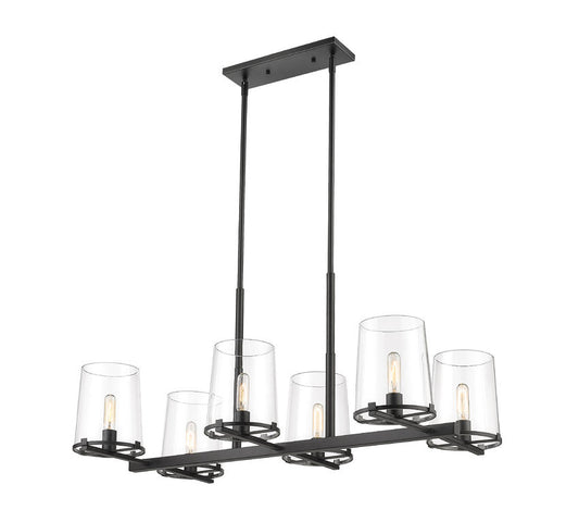 Z-Lite Callista Linear Chandelier 6-Light Matte Black | Lighting House Orillia