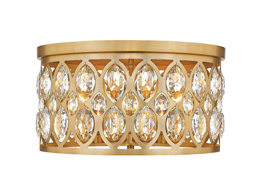 Z-Lite Dealey Crystal Flush Mount, 5-Light, Heirloom Brass | Lighting House Orillia