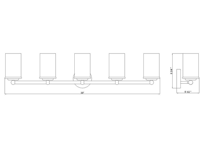 Z-Lite Thayer Vanity Light Dimensions 5-Light