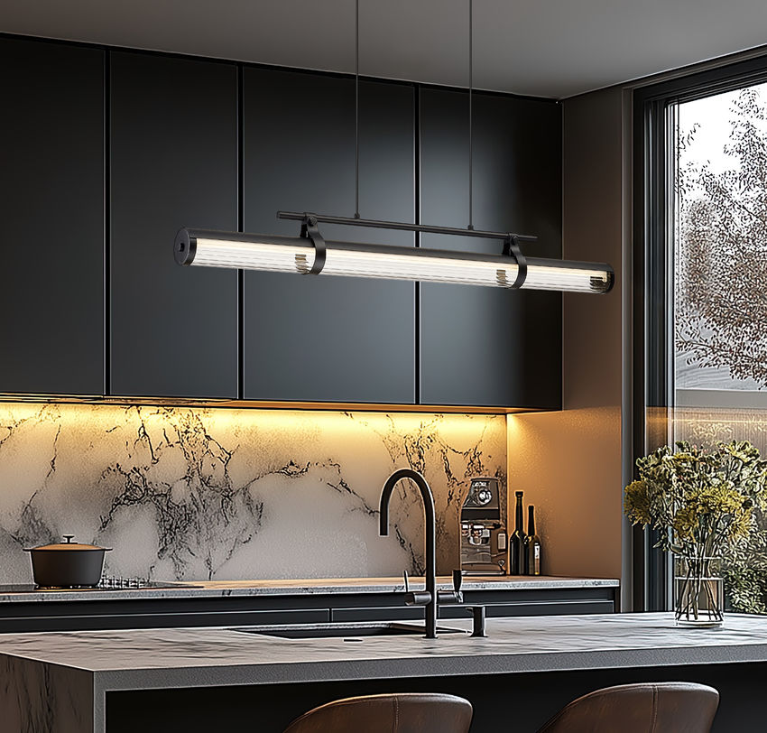Z-Lite Benoit Linear Chandelier Matte Black - angle view