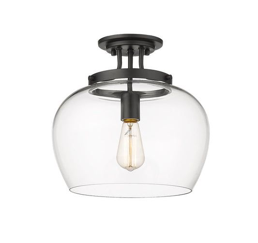 Z-Lite Joliet Semi-Flush Mount 1-Light Matte Black | Lighting House Orillia