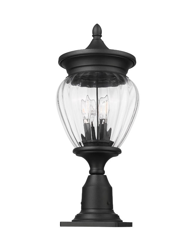 Z-Lite Davina Outdoor Pier Mount Fixture 3-Light Black | Lighting House Orillia
