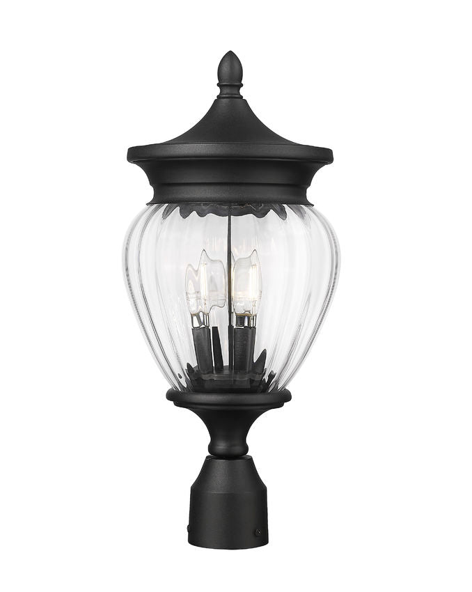 Z-Lite Davina Outdoor Post Mount Fixture 3-Light Black | Lighting House Orillia