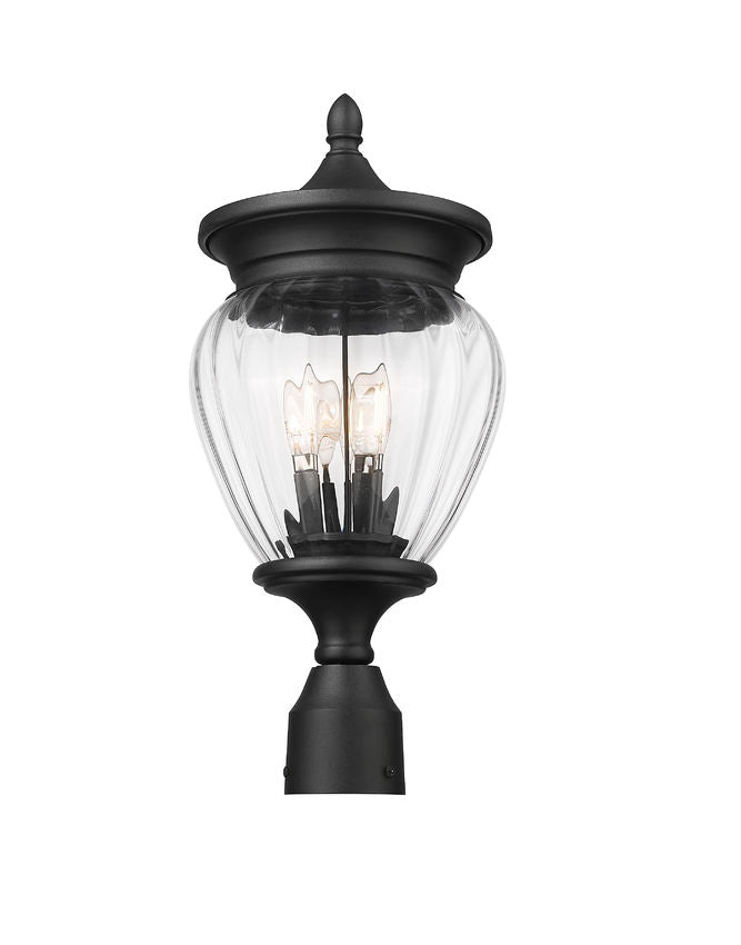 Z-Lite Davina Outdoor Post Mount Fixture 3-Light Black | Lighting House Orillia