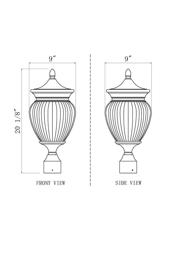 Z-Lite Davina Outdoor Post Mount Fixture 3-Light Black | Lighting House Orillia
