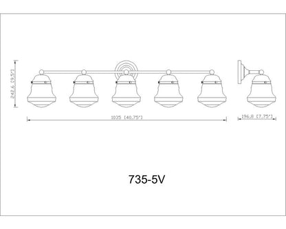 Z-Lite Vaughn Vanity Light 5-Light Luxe Gold - Lighting House Orillia