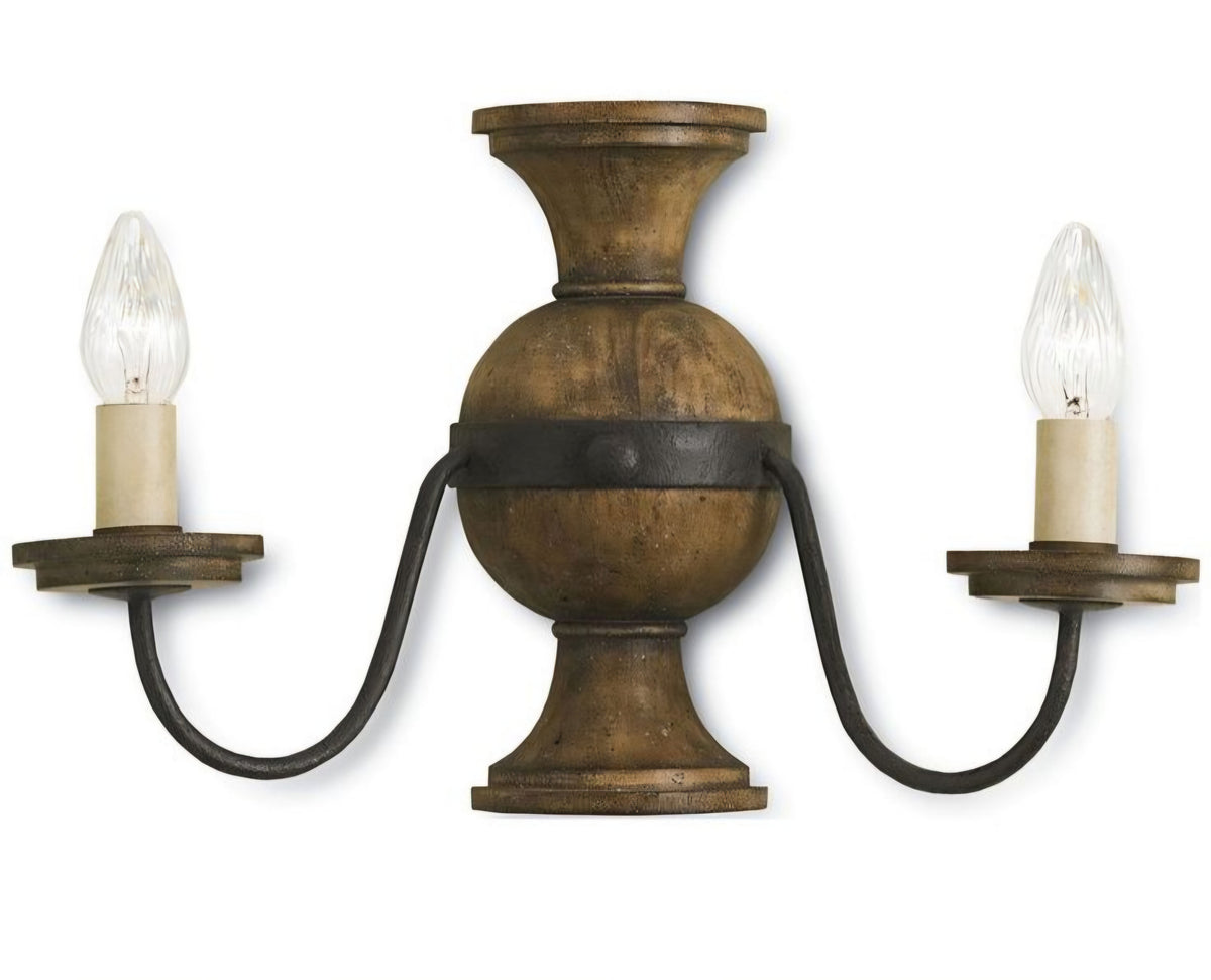 Currey & Company Treesmill 2-Light Wall Sconce, Turned Wood | Lighting House Orillia