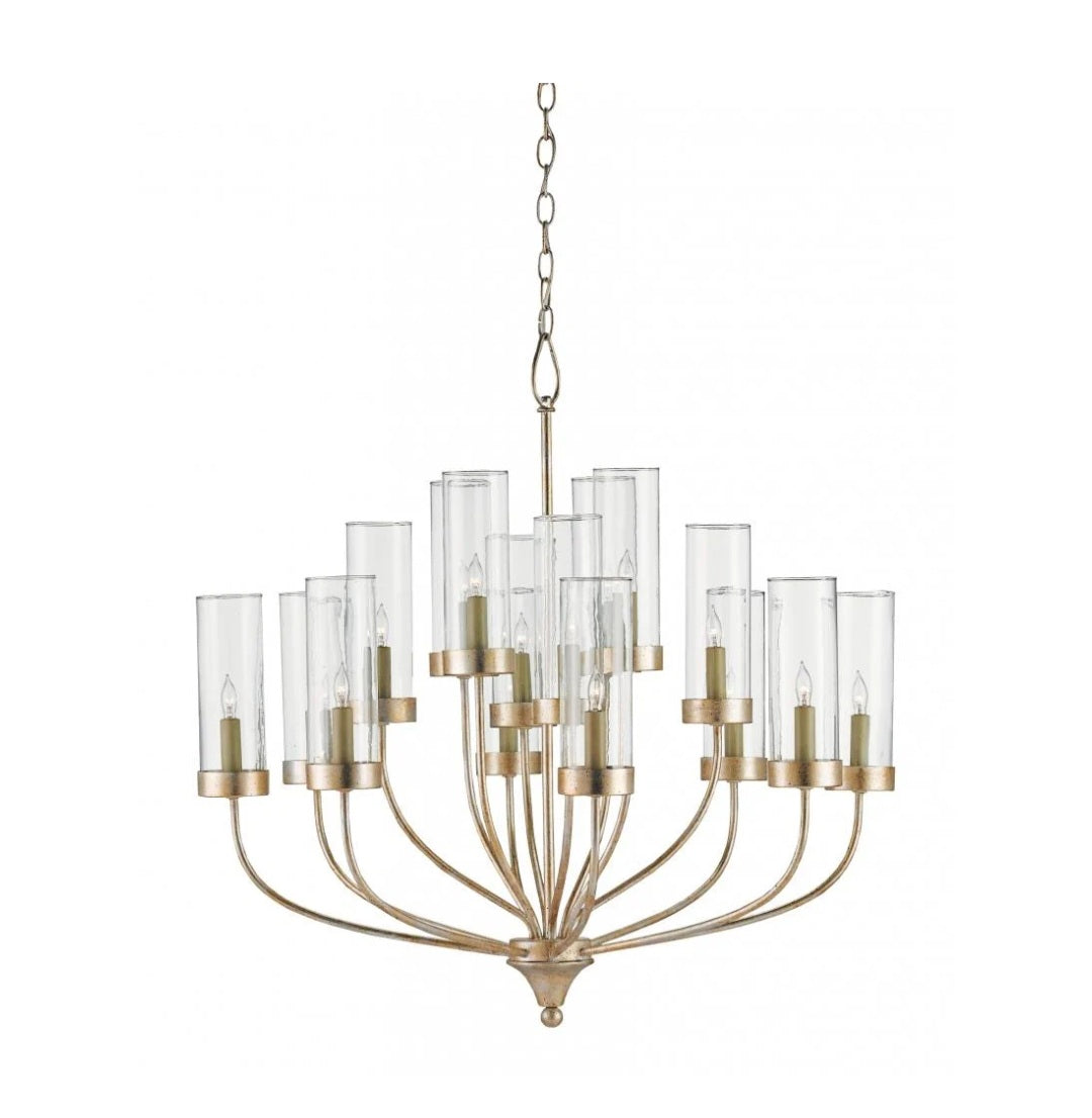 Currey & Company Hove 16-Light Chandelier, Silver Granello, View 1 | Lighting House Orillia