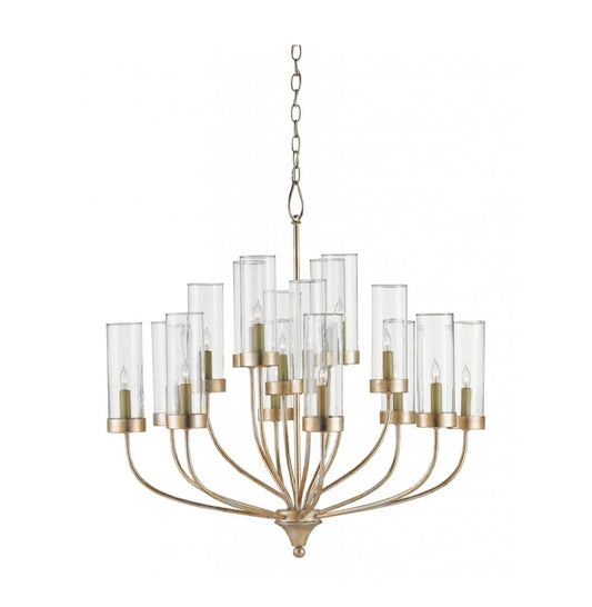 Currey & Company Hove 16-Light Chandelier, Silver Granello, View 1 | Lighting House Orillia