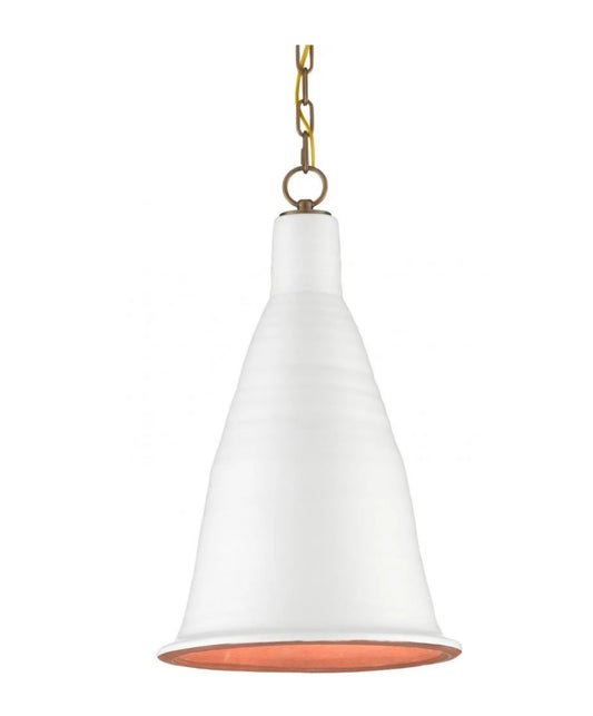 Currey & Company Fitzrovia Pendant, White Terracotta | Lighting House Orillia