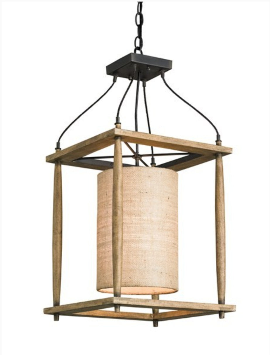 Currey & Company High Falls Pendant, reclaimed wood and wrought iron finish, from Lighting House Orillia