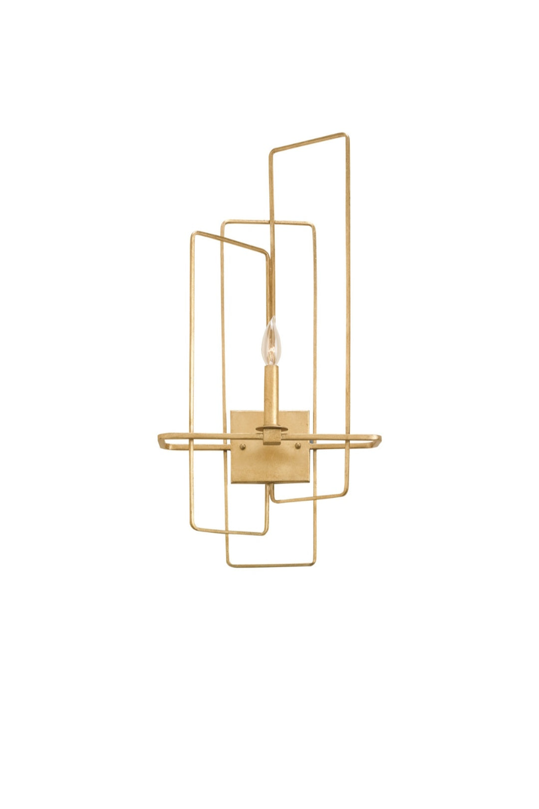 Currey & Company Metro Wall Sconce, right, contemporary gold leaf finish, Lighting House Orillia