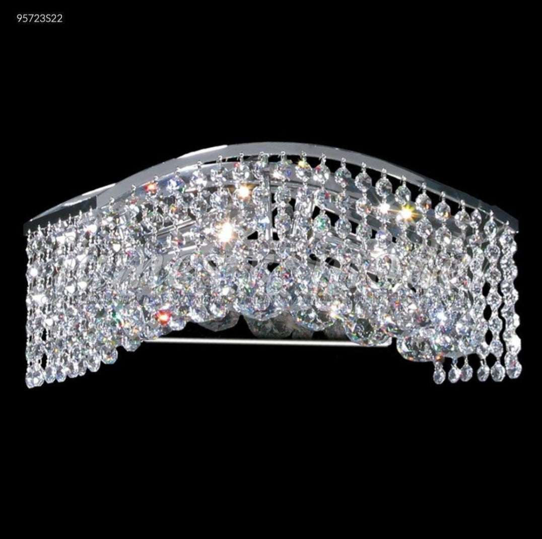 James R. Moder Fashionable Broadway Wave Vanity Bar, imperial crystal and silver, front view, Lighting House Orillia