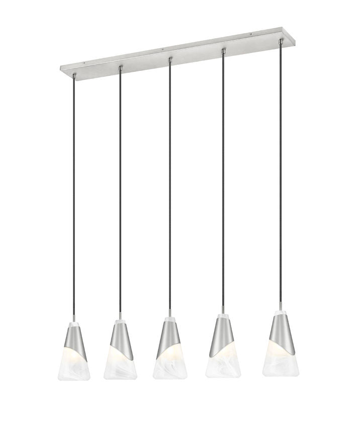 Z-Lite Chandelier Aimie 5 Light Linear Brushed Nickel - Lighting House Orillia