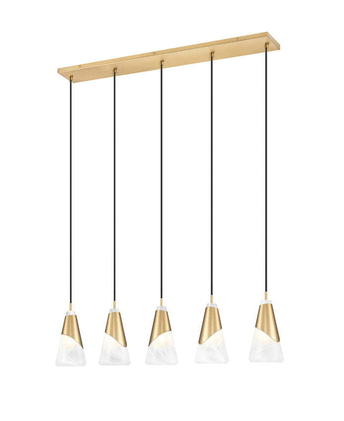 Z-Lite Chandelier Aimie 5 Light Linear Modern Gold - Lighting House Orillia