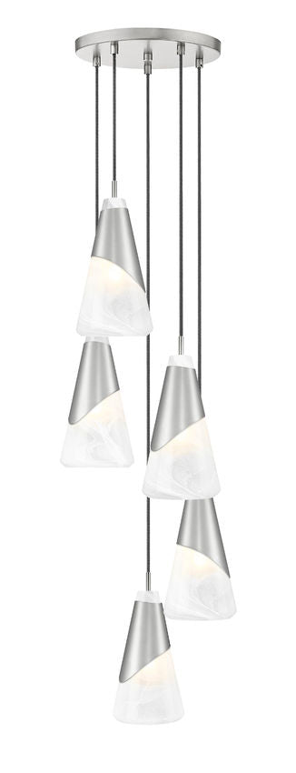 Z-Lite Chandelier Aimie 5 Light Round Brushed Nickel - Lighting House Orillia