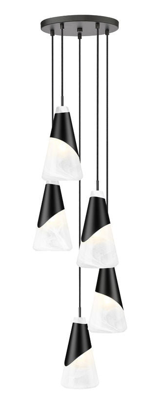Z-Lite Chandelier Aimie 5 Light Round Matte Black - Lighting House Orillia
