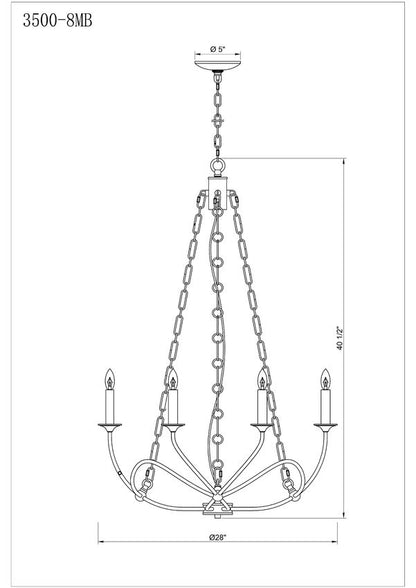 Z-Lite Arabella Chandelier Dimensions | Lighting House Orillia