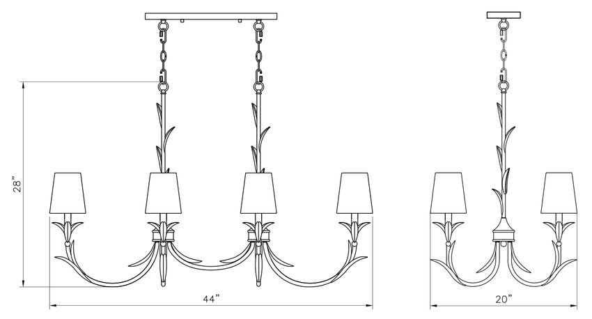 Z-Lite Aslin Linear Chandelier Dimensions | Lighting House Orillia
