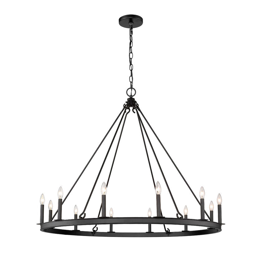 Z-Lite Barclay Round Chandelier 12-Light Matte Black | Lighting House Orillia
