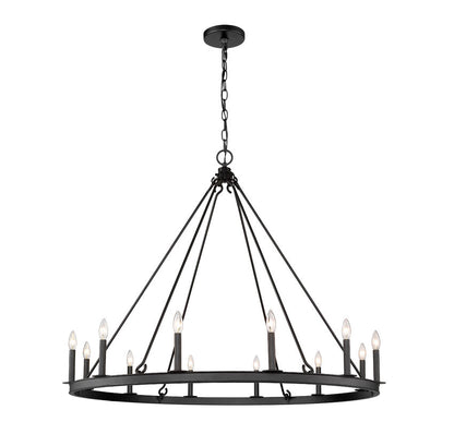 Z-Lite Barclay Round Chandelier 12-Light Matte Black | Lighting House Orillia