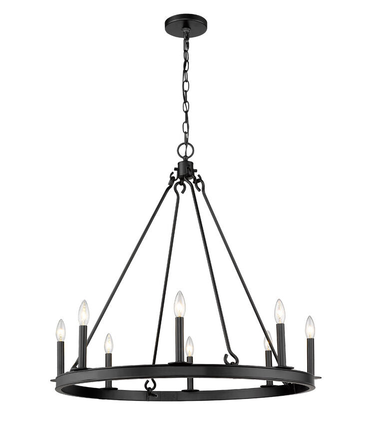 Z-Lite Barclay Round Chandelier 8-Light Matte Black | Lighting House Orillia