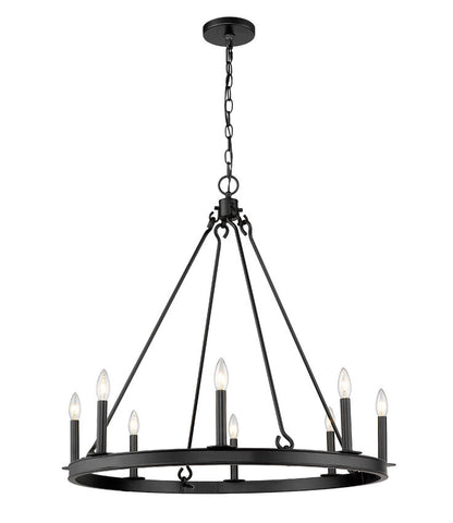 Z-Lite Barclay Round Chandelier 8-Light Matte Black | Lighting House Orillia