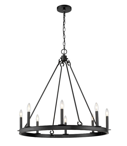 Z-Lite Barclay Round Chandelier 8-Light Matte Black | Lighting House Orillia