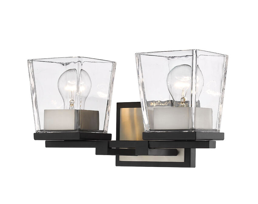 Z-Lite Bleeker Street Vanity Light 2-Light Matte Black Brushed Nickel | Lighting House Orillia