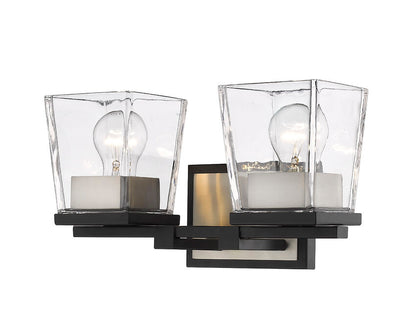 Z-Lite Bleeker Street Vanity Light 2-Light Matte Black Brushed Nickel | Lighting House Orillia