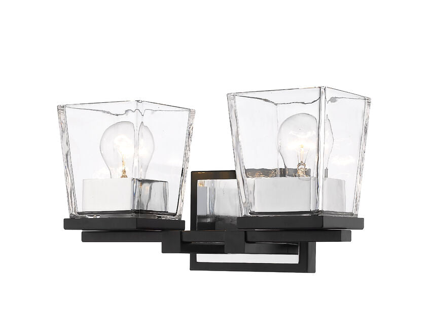 Z-Lite Bleeker Street Vanity Light 2-Light Matte Black Chrome | Lighting House Orillia