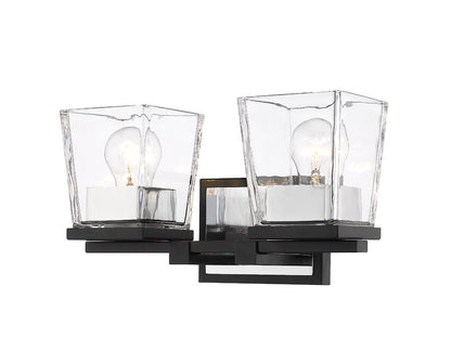 Z-Lite Bleeker Street Vanity Light 2-Light Matte Black Chrome | Lighting House Orillia
