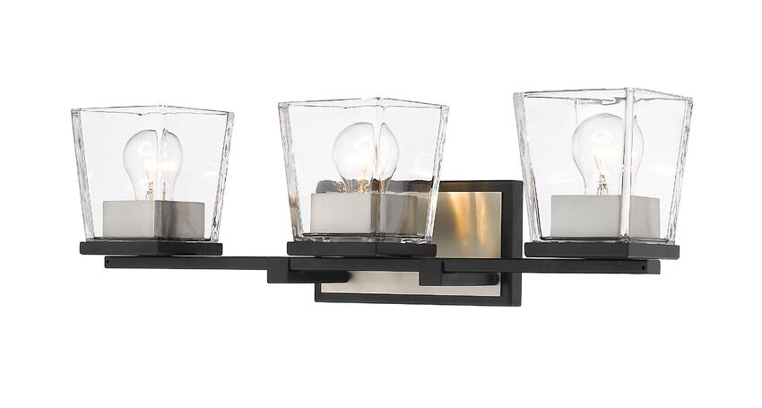 Z-Lite Bleeker Street Vanity Light 3-Light Matte Black Brushed Nickel | Lighting House Orillia