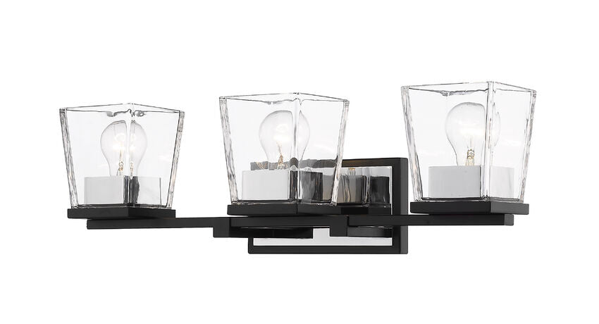 Z-Lite Bleeker Street Vanity Light 3-Light Matte Black Chrome | Lighting House Orillia