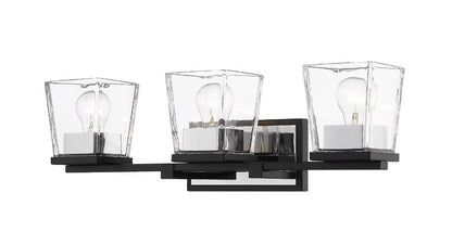 Z-Lite Bleeker Street Vanity Light 3-Light Matte Black Chrome | Lighting House Orillia