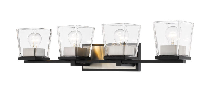 Z-Lite Bleeker Street Vanity Light 4-Light Matte Black Brushed Nickel | Lighting House Orillia