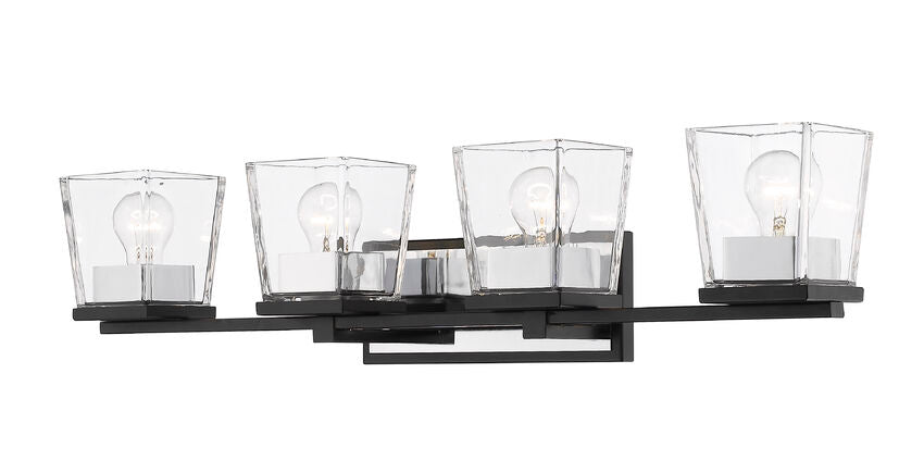 Z-Lite Bleeker Street Vanity Light 4-Light Matte Black Chrome | Lighting House Orillia