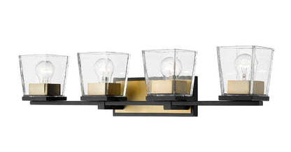 Z-Lite Bleeker Street Vanity Light 4-Light Matte Black Olde Brass | Lighting House Orillia