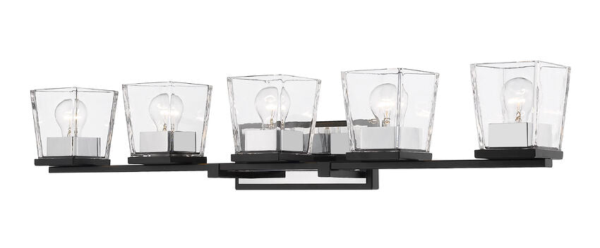 Z-Lite Bleeker Street Vanity Light 5-Light Matte Black Chrome | Lighting House Orillia