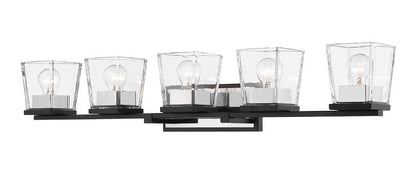 Z-Lite Bleeker Street Vanity Light 5-Light Matte Black Chrome | Lighting House Orillia