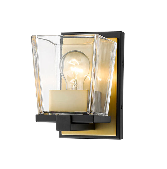 Z-Lite Bleeker Street Wall Sconce Matte Black Olde Brass | Lighting House Orillia