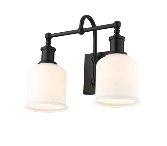 Z-Lite Bryant Vanity Light 2-Light Matte Black Opal Glass | Lighting House Orillia