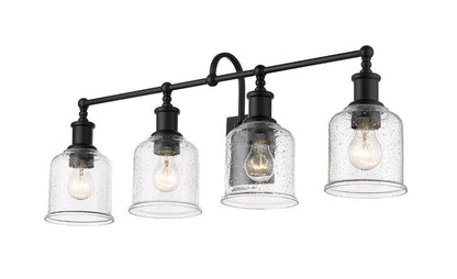 Z-Lite Bryant Vanity Light 4-Light Matte Black Clear Seedy Glass