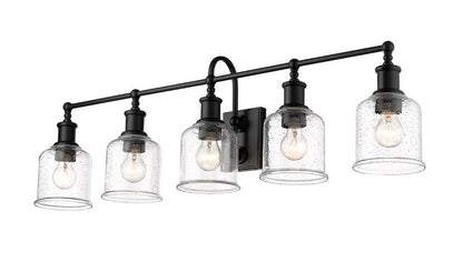 Z-Lite Bryant Vanity Light 5-Light Matte Black Clear Seedy Glass