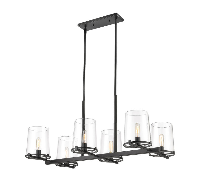 Z-Lite Callista Linear Chandelier 6-Light Matte Black | Lighting House Orillia